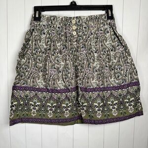 Converse Y2K Cotton Floral Paisley Mini Pocket Skirt  Boho Feminine Summer XS
